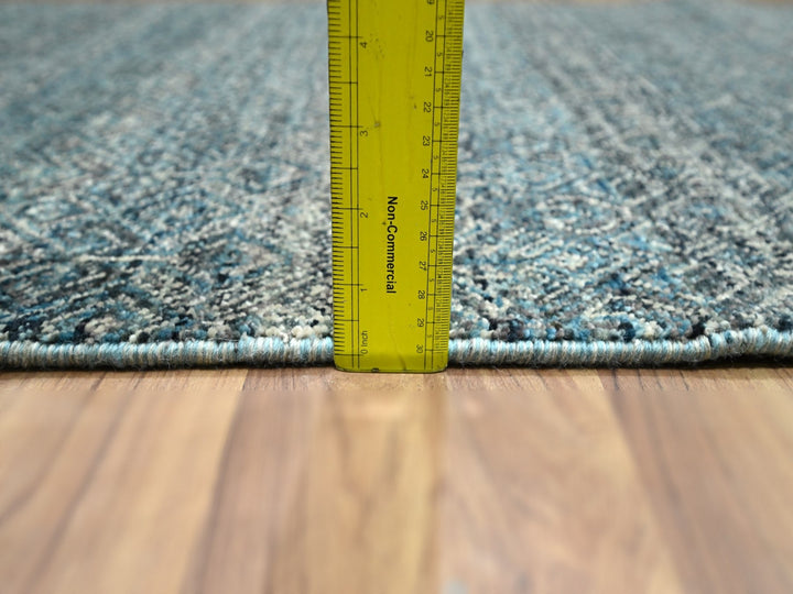 3'0" x 9'9" New Hand Knotted Blue Wool Runner Oriental Rug - MOA10276419