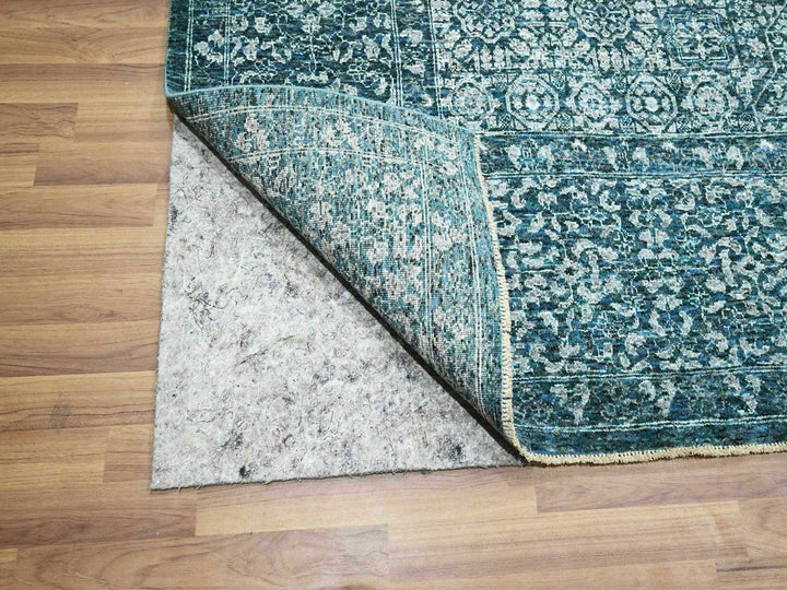 8'11" x 12'1" New Hand Knotted Teal Wool Rectangle Oriental Rug - MOA10276420