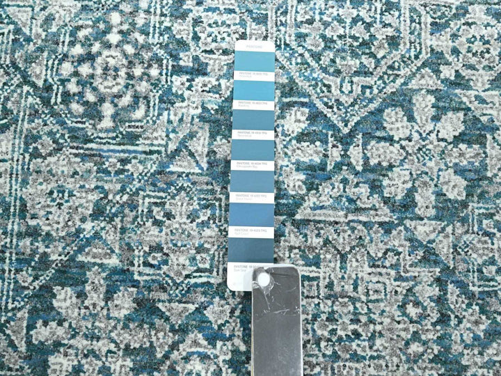 8'11" x 12'1" New Hand Knotted Teal Wool Rectangle Oriental Rug - MOA10276420
