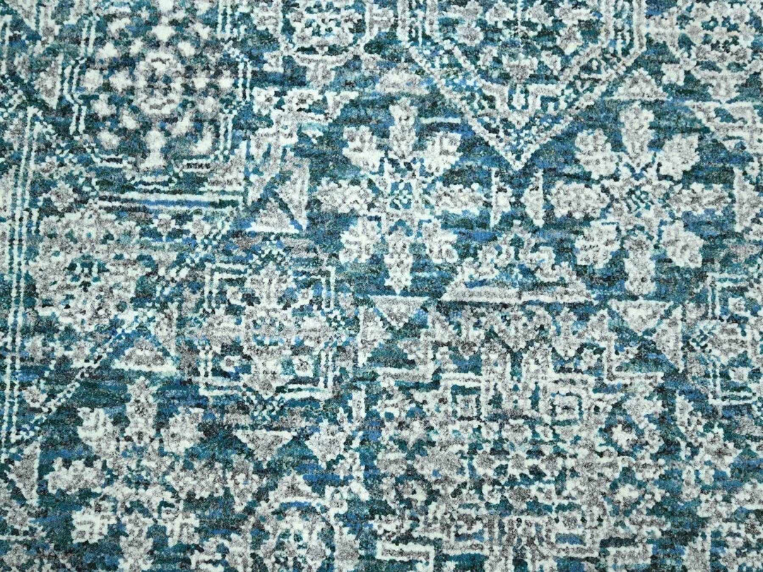 8'11" x 12'1" New Hand Knotted Teal Wool Rectangle Oriental Rug - MOA10276420