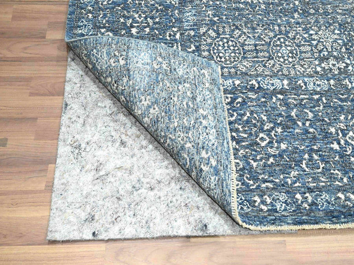 8'1" x 10'4" New Hand Knotted Blue Wool Rectangle Oriental Rug - MOA10276421