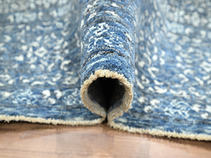 8'1" x 10'4" New Hand Knotted Blue Wool Rectangle Oriental Rug - MOA10276421