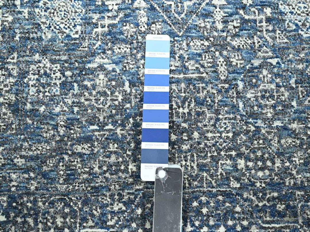 8'1" x 10'4" New Hand Knotted Blue Wool Rectangle Oriental Rug - MOA10276421