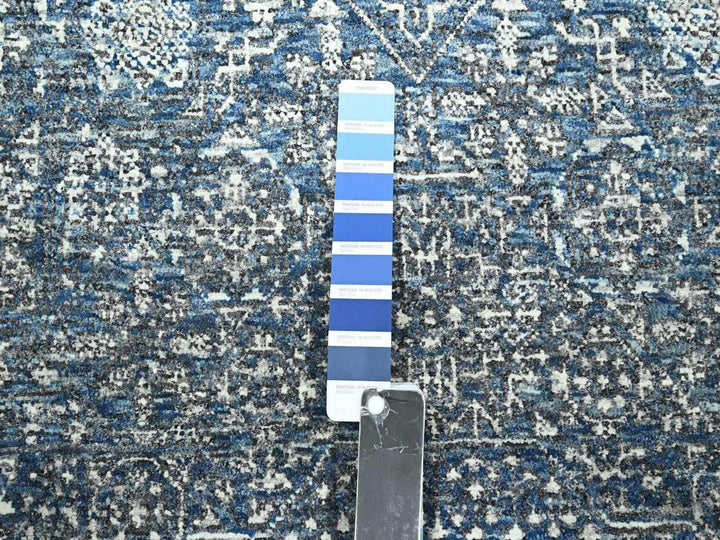 8'1" x 10'4" New Hand Knotted Blue Wool Rectangle Oriental Rug - MOA10276421