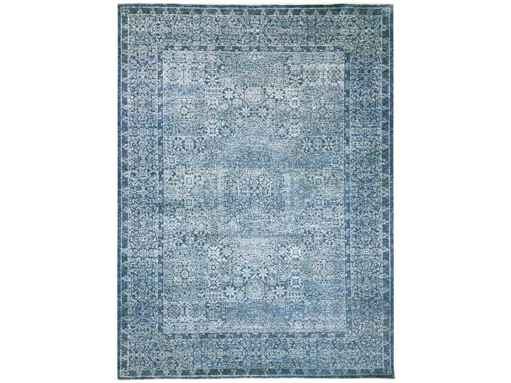9'2" x 12'5" New Hand Knotted Blue Wool Rectangle Oriental Rug - MOA10276422