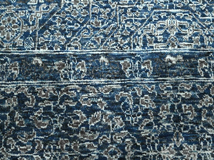9'2" x 12'5" New Hand Knotted Blue Wool Rectangle Oriental Rug - MOA10276422