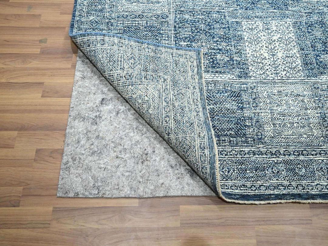 8'1" x 10'2" New Hand Knotted Blue Wool Rectangle Oriental Rug - MOA10276424