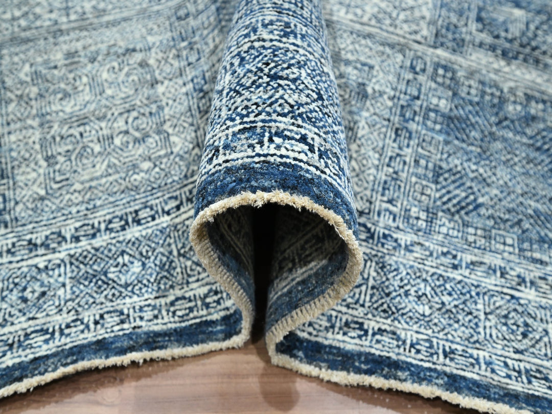 8'1" x 10'2" New Hand Knotted Blue Wool Rectangle Oriental Rug - MOA10276424