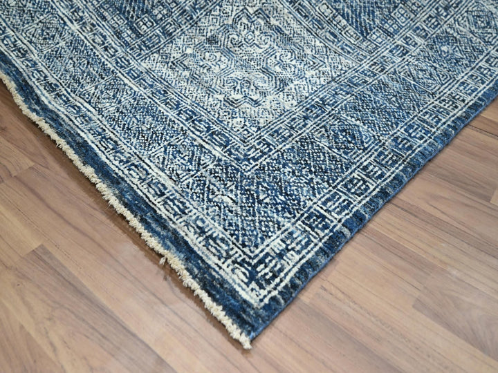 8'1" x 10'2" New Hand Knotted Blue Wool Rectangle Oriental Rug - MOA10276424