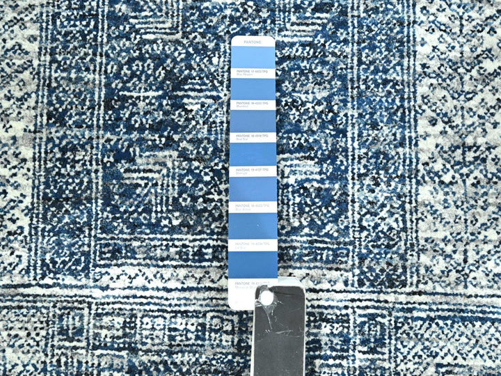 8'1" x 10'2" New Hand Knotted Blue Wool Rectangle Oriental Rug - MOA10276424