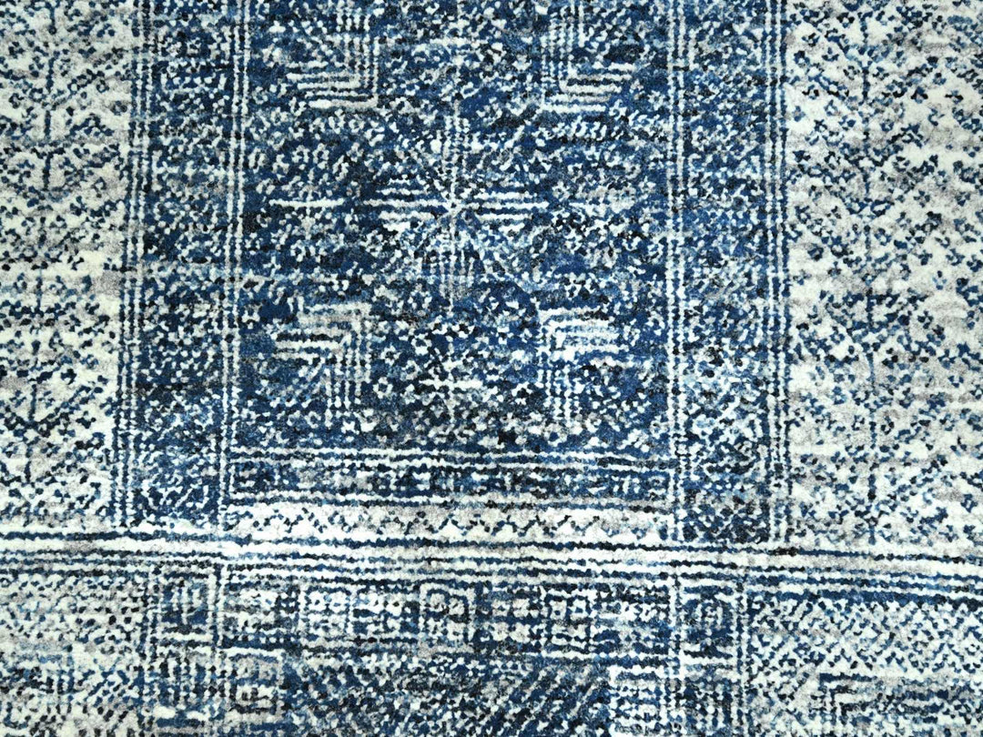 8'1" x 10'2" New Hand Knotted Blue Wool Rectangle Oriental Rug - MOA10276424