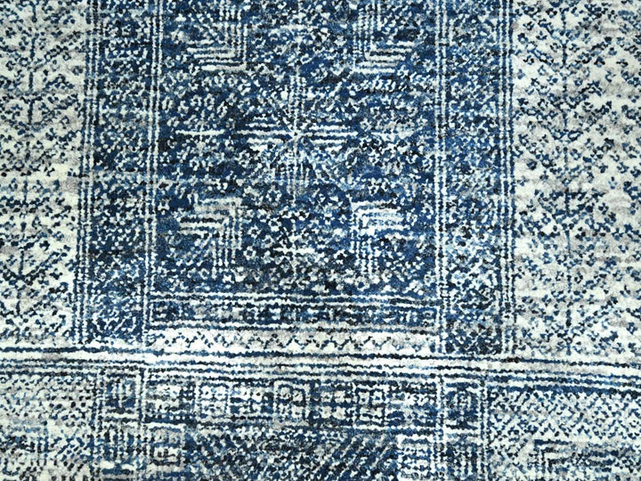 8'1" x 10'2" New Hand Knotted Blue Wool Rectangle Oriental Rug - MOA10276424