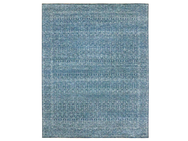 7'11" x 10'1" New Hand Knotted Blue Wool Rectangle Oriental Rug - MOA10276425