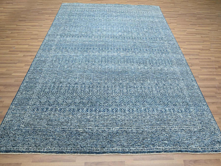 7'11" x 10'1" New Hand Knotted Blue Wool Rectangle Oriental Rug - MOA10276425