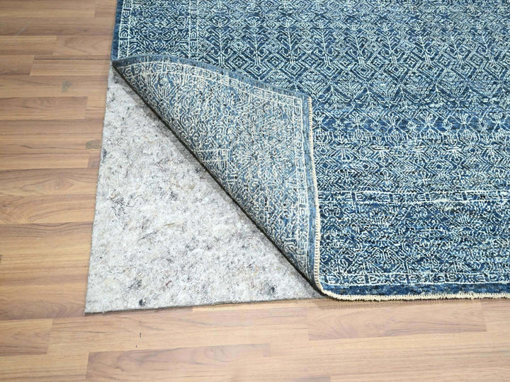 7'11" x 10'1" New Hand Knotted Blue Wool Rectangle Oriental Rug - MOA10276425