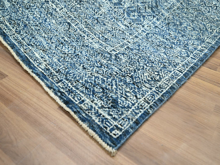 7'11" x 10'1" New Hand Knotted Blue Wool Rectangle Oriental Rug - MOA10276425