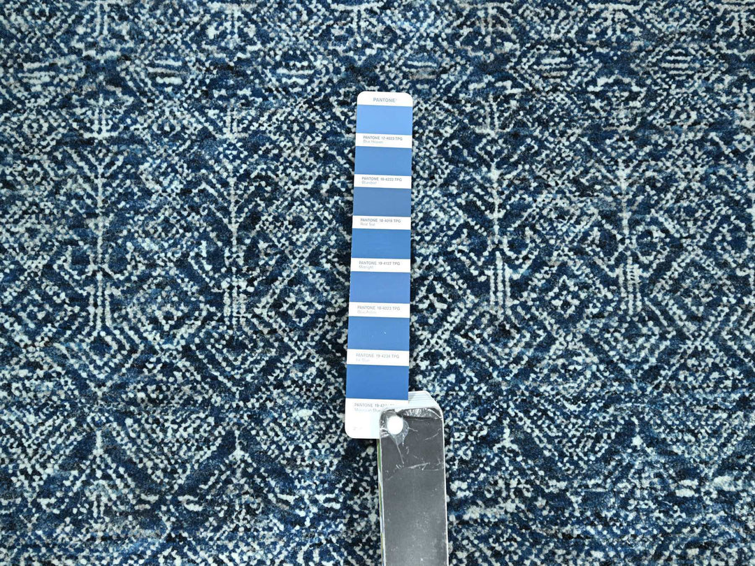 7'11" x 10'1" New Hand Knotted Blue Wool Rectangle Oriental Rug - MOA10276425