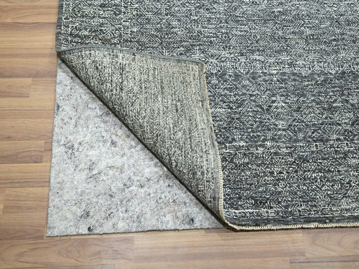 9'2" x 12'1" New Hand Knotted Grey Wool Rectangle Oriental Rug - MOA10276426