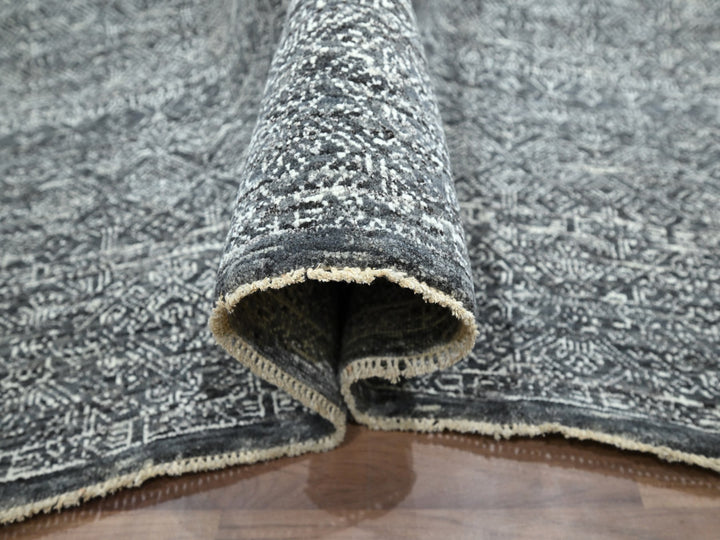 9'2" x 12'1" New Hand Knotted Grey Wool Rectangle Oriental Rug - MOA10276426