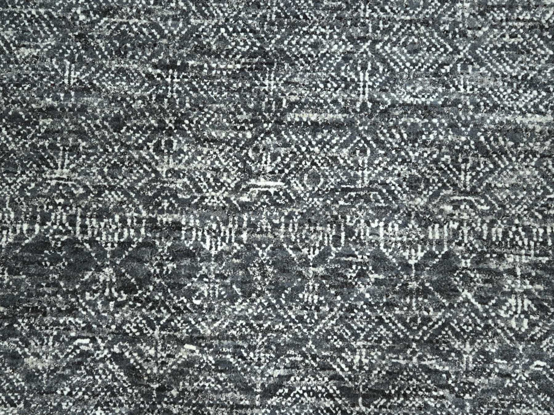 9'2" x 12'1" New Hand Knotted Grey Wool Rectangle Oriental Rug - MOA10276426