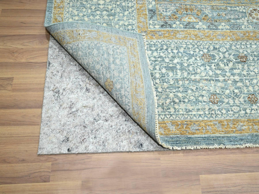 9'1" x 12'2" New Hand Knotted Blue Wool Rectangle Oriental Rug - MOA10276428