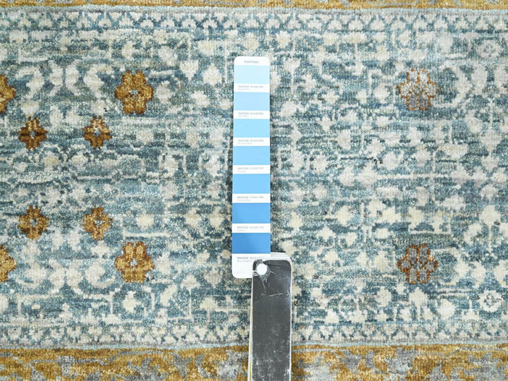 9'1" x 12'2" New Hand Knotted Blue Wool Rectangle Oriental Rug - MOA10276428