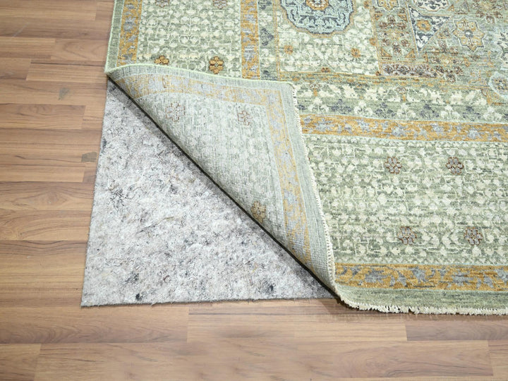 8'2" x 10'4" New Hand Knotted Green Wool Rectangle Oriental Rug - MOA10276429
