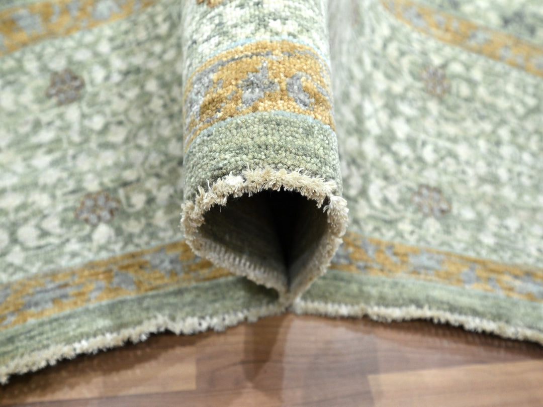 8'2" x 10'4" New Hand Knotted Green Wool Rectangle Oriental Rug - MOA10276429
