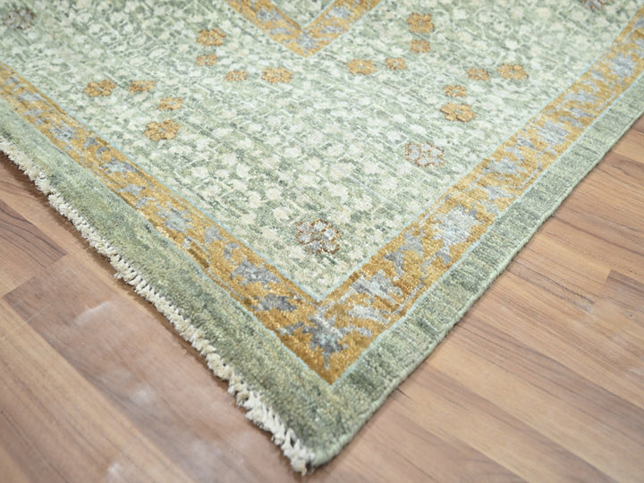 8'2" x 10'4" New Hand Knotted Green Wool Rectangle Oriental Rug - MOA10276429