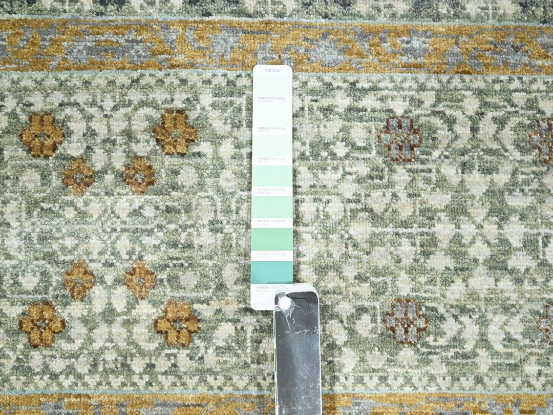 8'2" x 10'4" New Hand Knotted Green Wool Rectangle Oriental Rug - MOA10276429