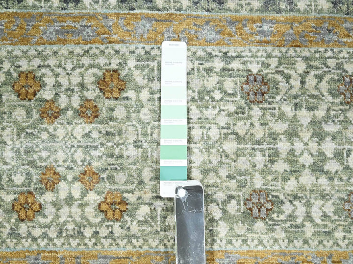8'2" x 10'4" New Hand Knotted Green Wool Rectangle Oriental Rug - MOA10276429