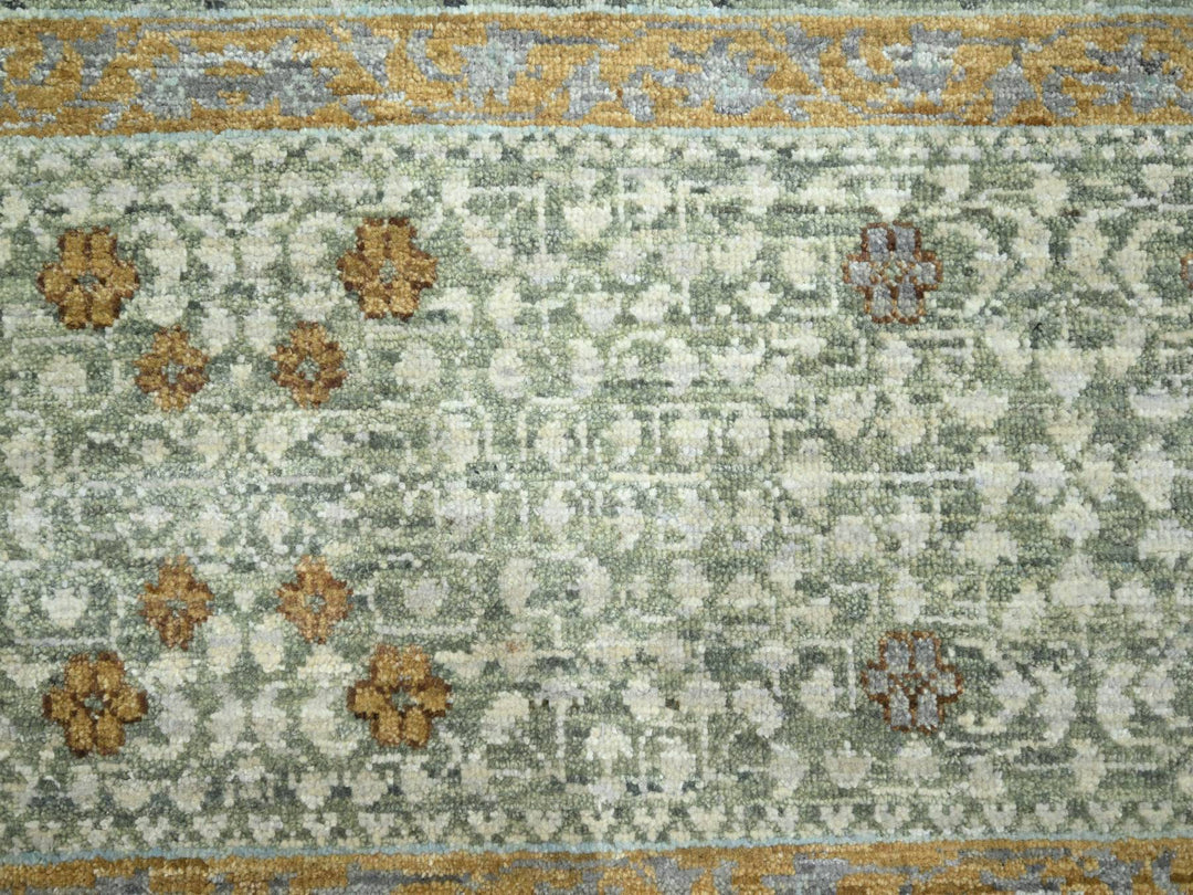 8'2" x 10'4" New Hand Knotted Green Wool Rectangle Oriental Rug - MOA10276429