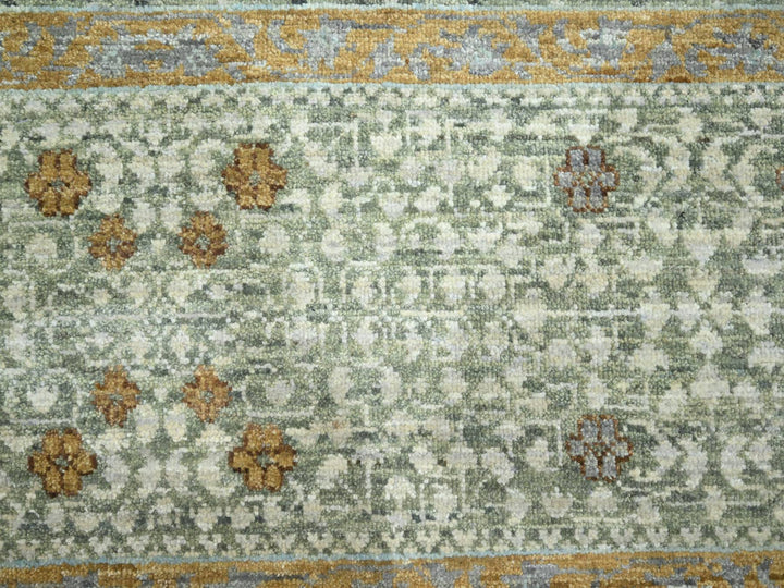 8'2" x 10'4" New Hand Knotted Green Wool Rectangle Oriental Rug - MOA10276429