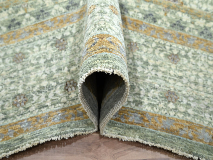 8'2" x 10'1" New Hand Knotted Green Wool Rectangle Oriental Rug - MOA10276430