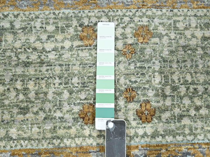 8'2" x 10'1" New Hand Knotted Green Wool Rectangle Oriental Rug - MOA10276430