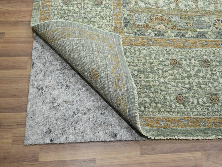 8'11" x 12'1" New Hand Knotted Green Wool Rectangle Oriental Rug - MOA10276432