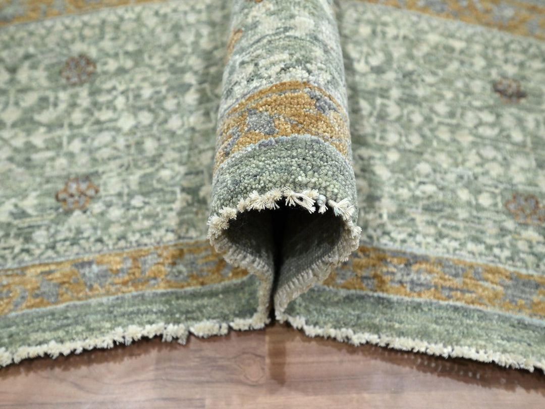 8'11" x 12'1" New Hand Knotted Green Wool Rectangle Oriental Rug - MOA10276432
