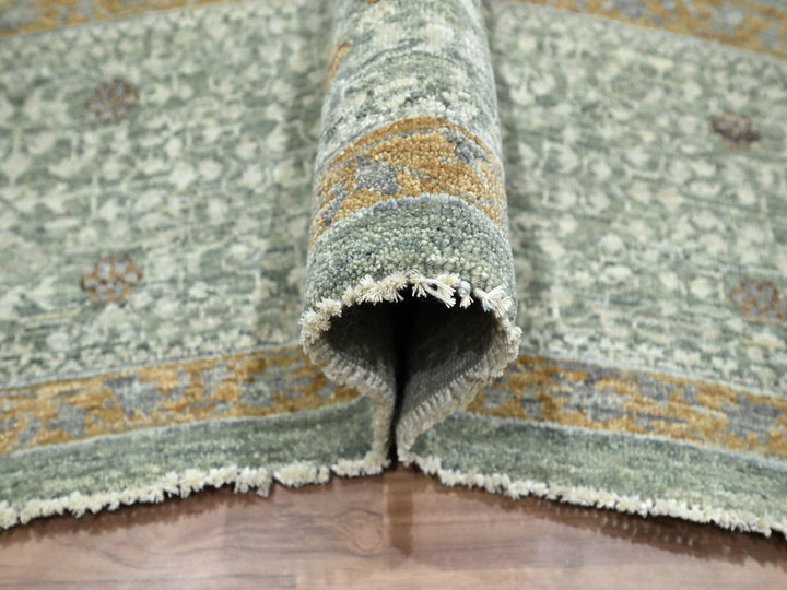 8'11" x 12'1" New Hand Knotted Green Wool Rectangle Oriental Rug - MOA10276432