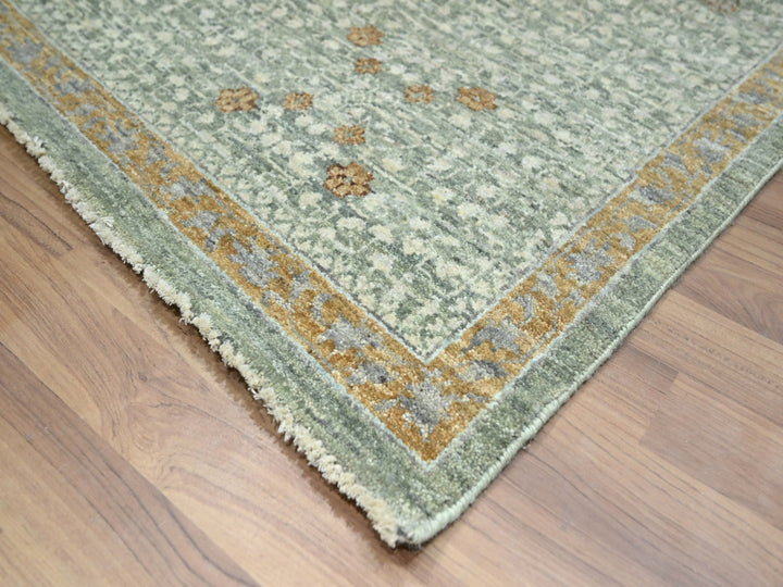 8'11" x 12'1" New Hand Knotted Green Wool Rectangle Oriental Rug - MOA10276432