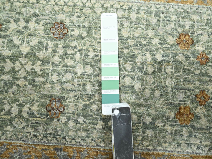 8'11" x 12'1" New Hand Knotted Green Wool Rectangle Oriental Rug - MOA10276432