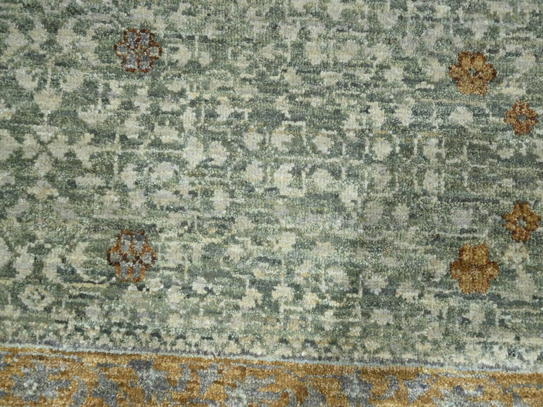 8'11" x 12'1" New Hand Knotted Green Wool Rectangle Oriental Rug - MOA10276432