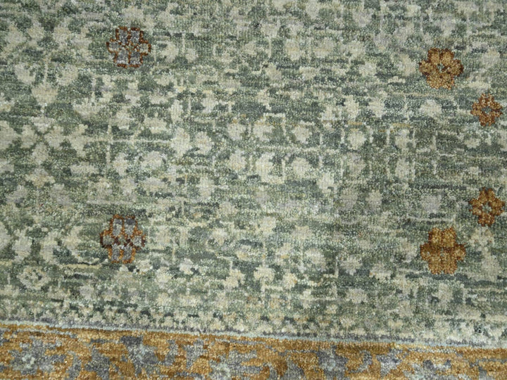 8'11" x 12'1" New Hand Knotted Green Wool Rectangle Oriental Rug - MOA10276432