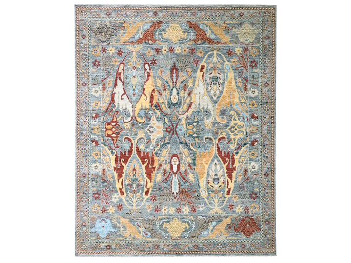 7'11" x 10'0" New Hand Knotted Grey Wool Rectangle Oriental Rug - MOA10276433