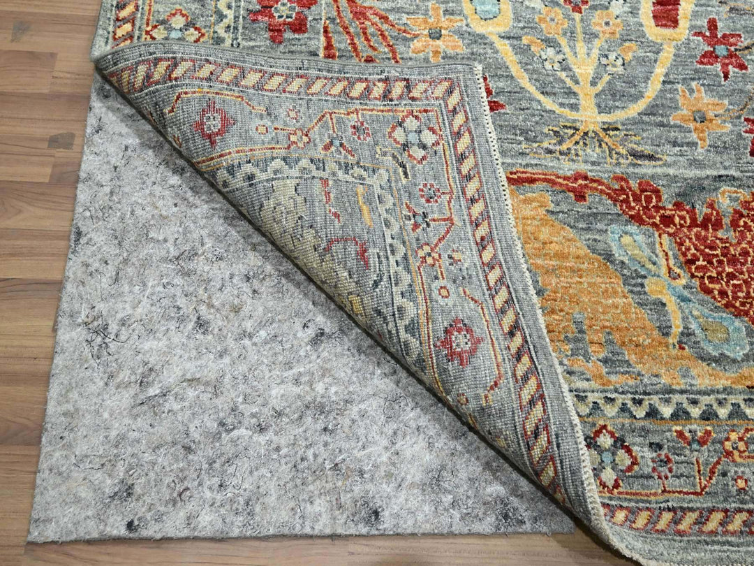 7'11" x 10'0" New Hand Knotted Grey Wool Rectangle Oriental Rug - MOA10276433