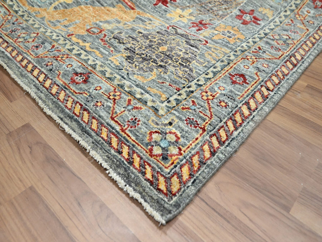 7'11" x 10'0" New Hand Knotted Grey Wool Rectangle Oriental Rug - MOA10276433