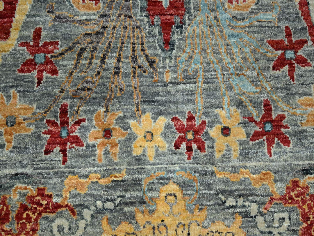 7'11" x 10'0" New Hand Knotted Grey Wool Rectangle Oriental Rug - MOA10276433
