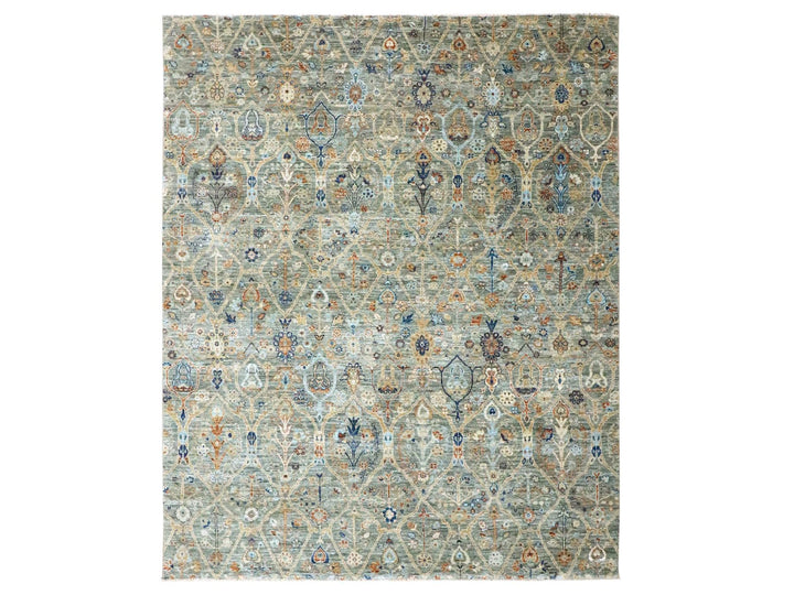 8'0" x 9'10" New Hand Knotted Grey Wool Rectangle Oriental Rug - MOA10276434