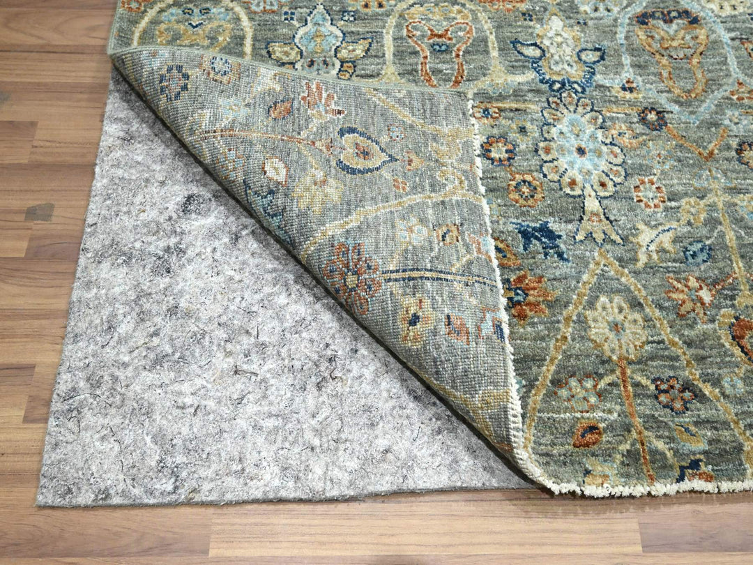 8'0" x 9'10" New Hand Knotted Grey Wool Rectangle Oriental Rug - MOA10276434