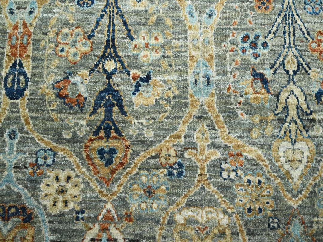 8'0" x 9'10" New Hand Knotted Grey Wool Rectangle Oriental Rug - MOA10276434