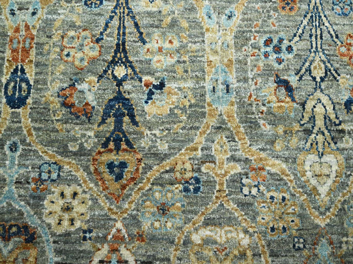 8'0" x 9'10" New Hand Knotted Grey Wool Rectangle Oriental Rug - MOA10276434